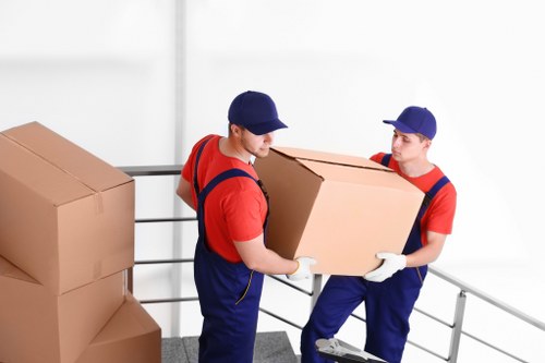 Student removals in Chelsea with packed boxes ready for transport