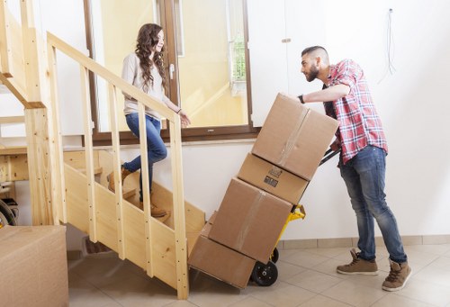 Packed boxes and furniture handled by a Chelsea removal company