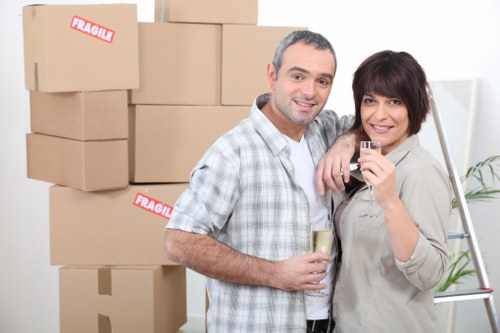 Packed boxes ready for flat removals in Chelsea