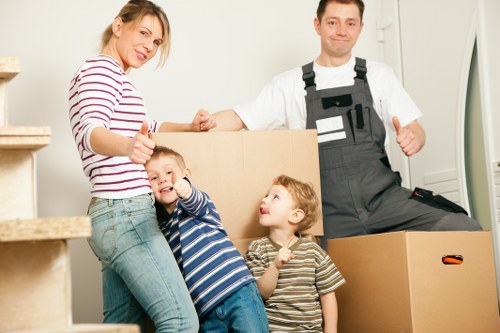 Packed moving boxes ready for house removals in Chelsea